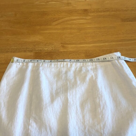 ALEXANDRA BARTLETT White Ruffle Skirt Probably Linen Fully Lined Zip Women’s L - Picture 14 of 16
